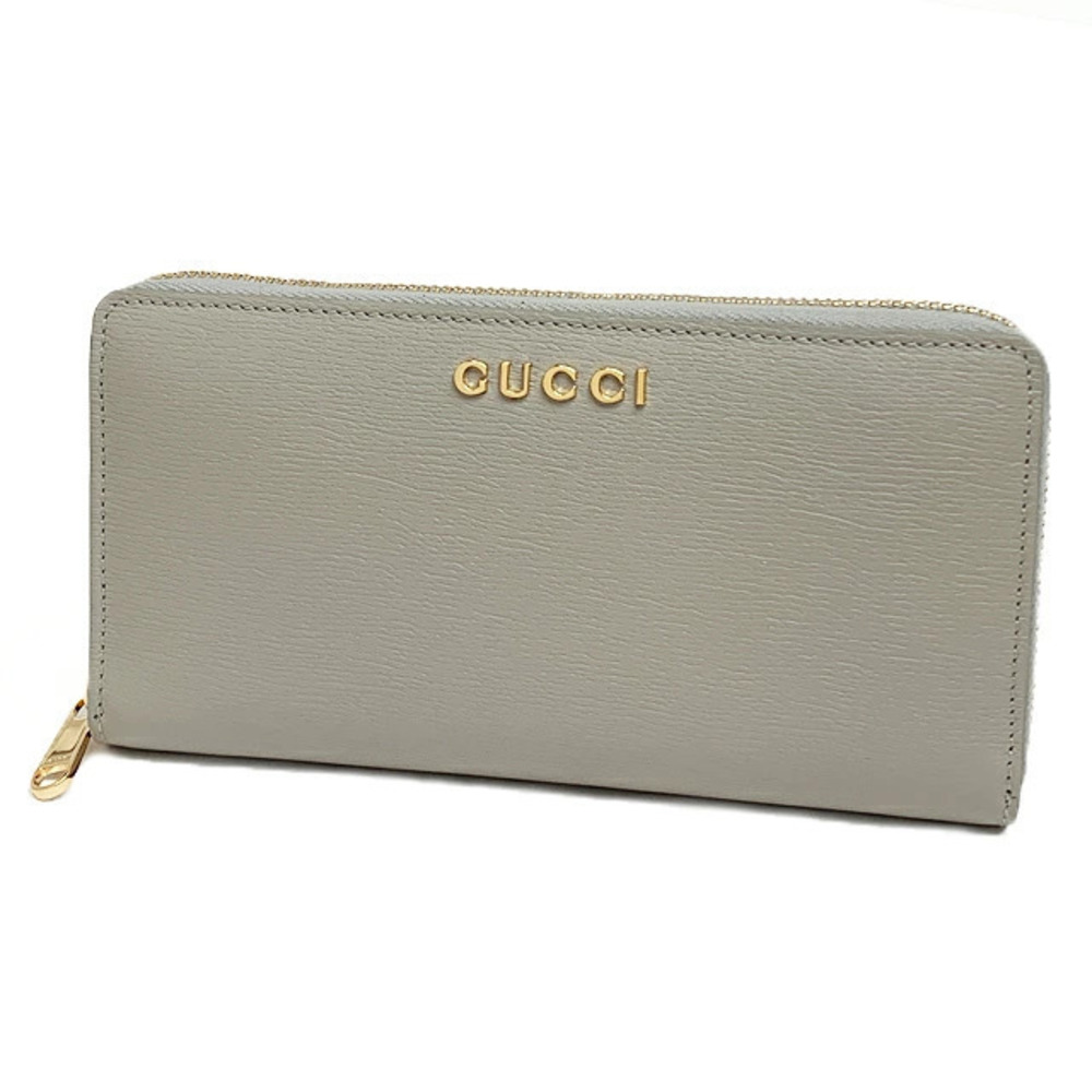 Gucci Round Zipper Long Wallet Script Zip Around Leather Brown